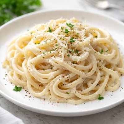 Spaghetti with white sauce