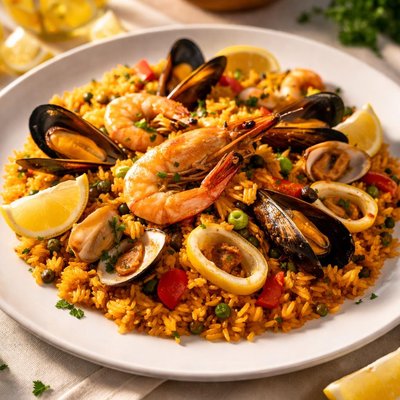Spanish seafood paella