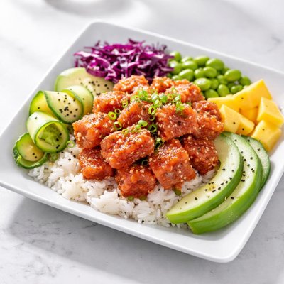Spicy ahi poke bowl