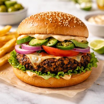 Spicy bean burger