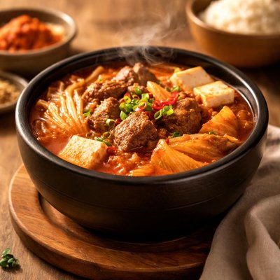Spicy beef kimchi stew