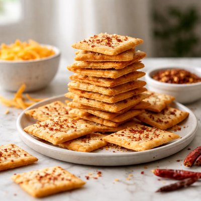 Spicy cheddar sourdough crackers