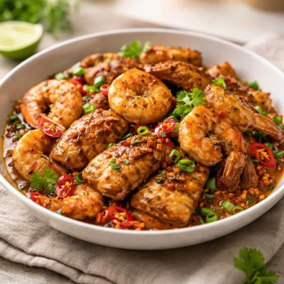 Spicy chicken and prawns