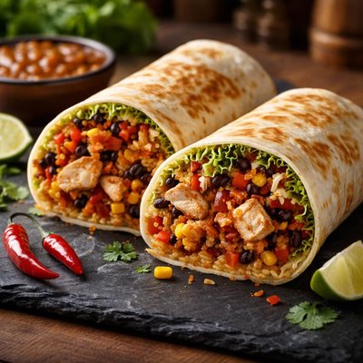 Spicy chicken burrito