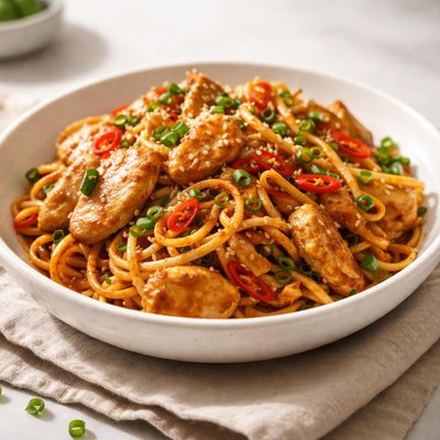 Spicy chicken noodles
