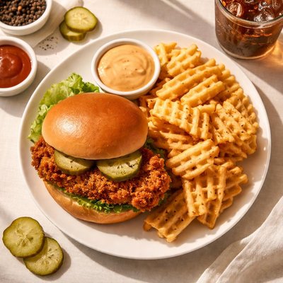 Spicy chicken sandwich meal from chick-fil-a