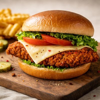 Spicy chicken sandwich with pepper jack cheese from chick-fil-a