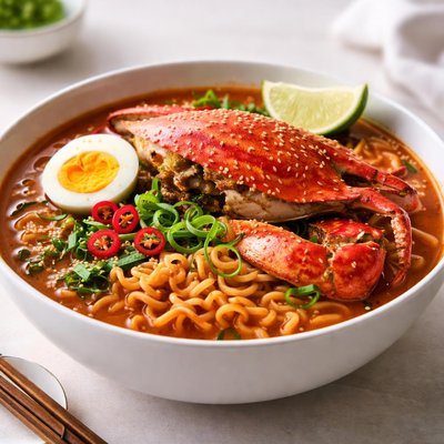 Spicy crab ramen