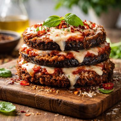 Spicy eggplant parmesan