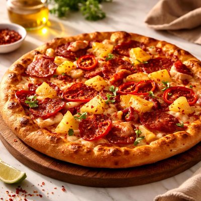 Spicy hawaiian pizza