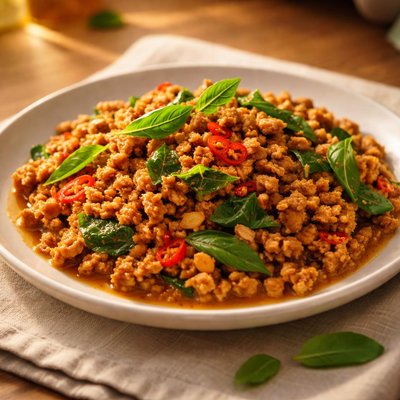 Spicy minced pork with basil
