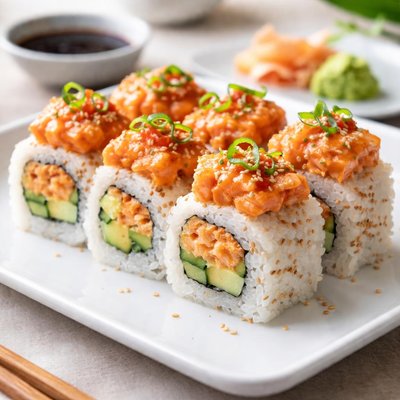 Spicy salmon sushi