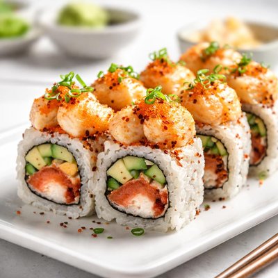 Spicy scallop sushi roll