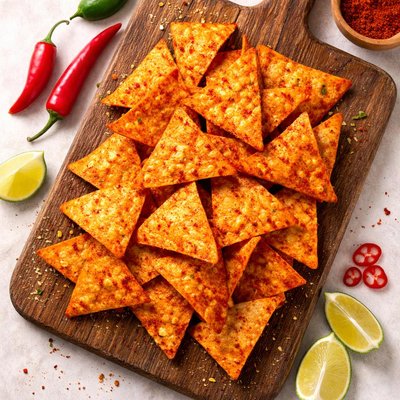 Spicy sour flavored tortilla chips