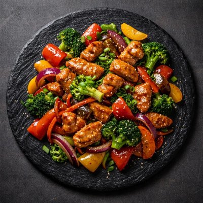Spicy stir-fried chicken with vegetables