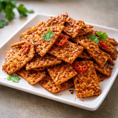 Spicy tempeh chips