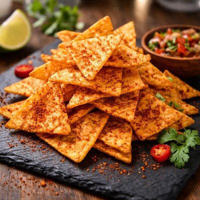 Spicy tortilla crisps