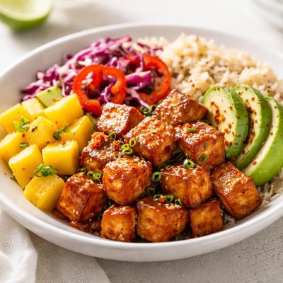 Spicy tropical tofu bowl