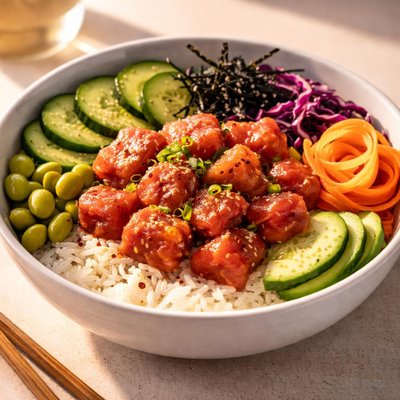 Spicy tuna poke bowl