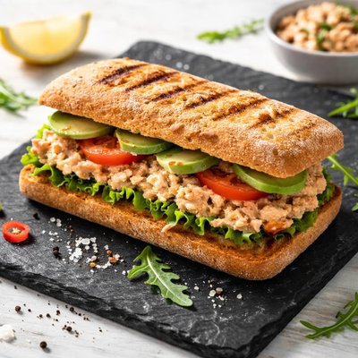 Spicy tuna sandwich joe and the juice