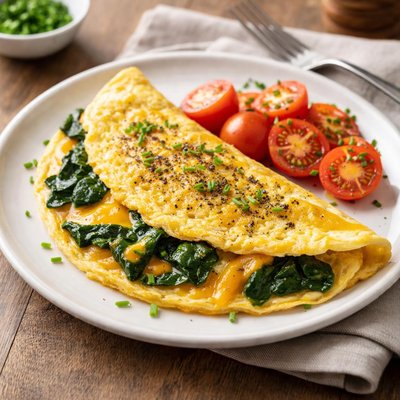 Spinach and cheddar omelet