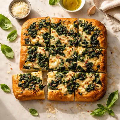 Spinach and cheese focaccia