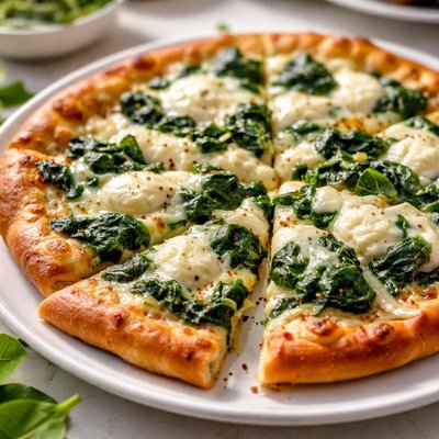 Spinach and cheese pizza