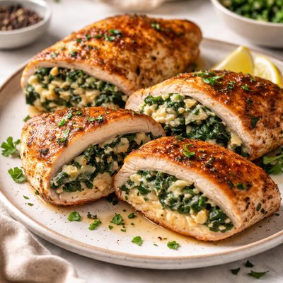 Spinach and cheese stuffed chicken