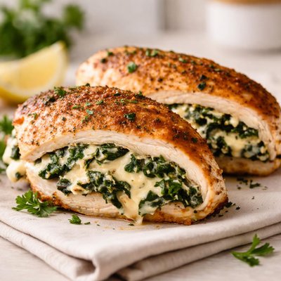 Spinach and cheese stuffed chicken breast
