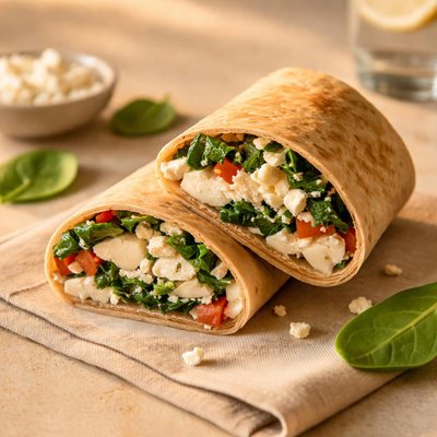 Spinach and eggwhite feta wrap
