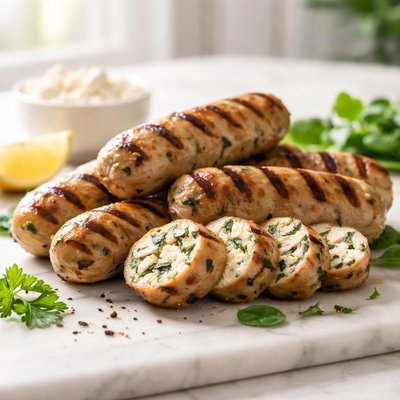 Spinach and feta chicken sausage