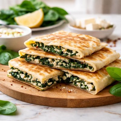 Spinach and feta gozleme