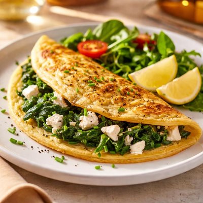 Spinach and feta omelette