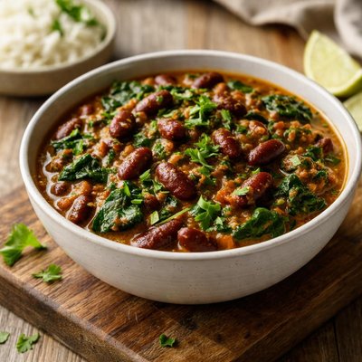 Spinach and kidney bean curry