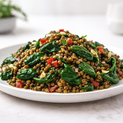 Spinach and lentil stir-fry