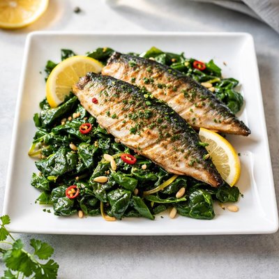 Spinach and mackerel