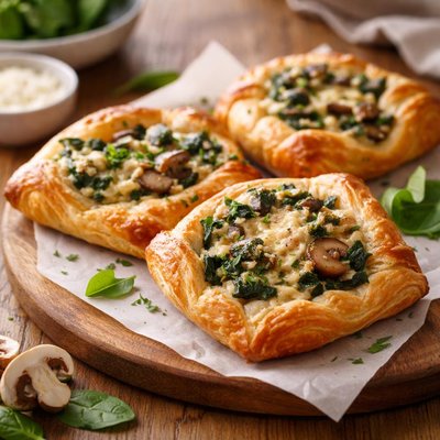 Spinach and mushroom danish