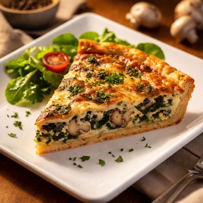Spinach and mushroom quiche