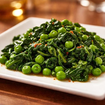 Spinach and peas