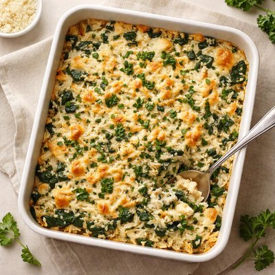 Spinach and rice casserole