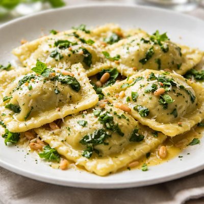 Spinach and ricotta ravioli