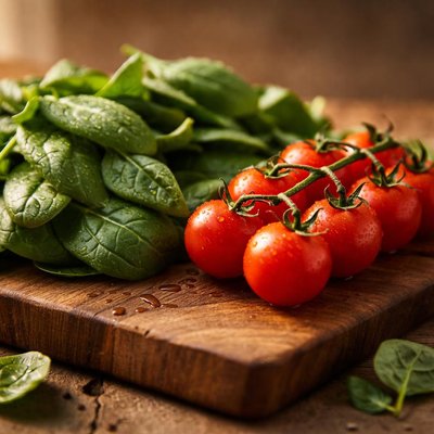 Spinach and tomatoes