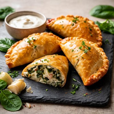 Spinach artichoke empanada with cream cheese