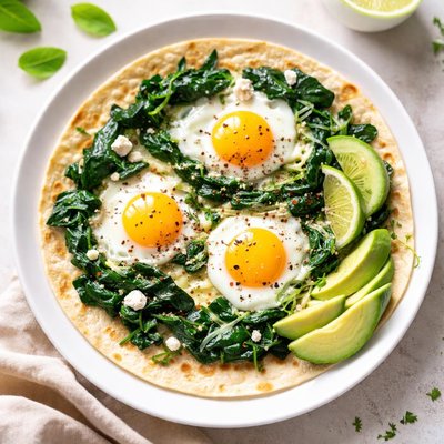 Espinaca, queso y huevo con tortilla