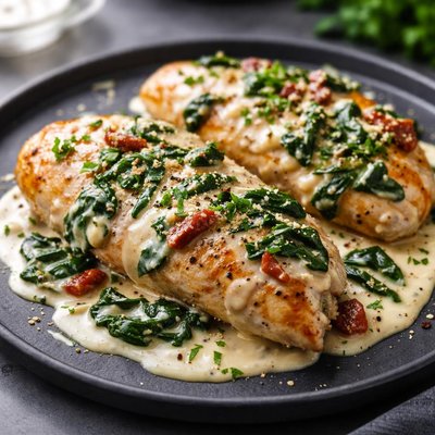 Spinach chicken and cream sauce