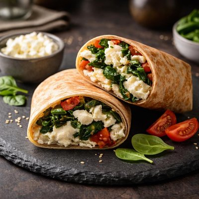 Spinach egg white feta wrap