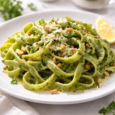 Spinach fettuccine