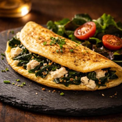 Spinach goat cheese omelette