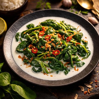 Spinach in coconut milk