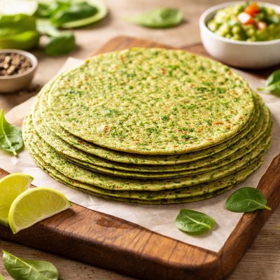 Spinach low carb tortilla